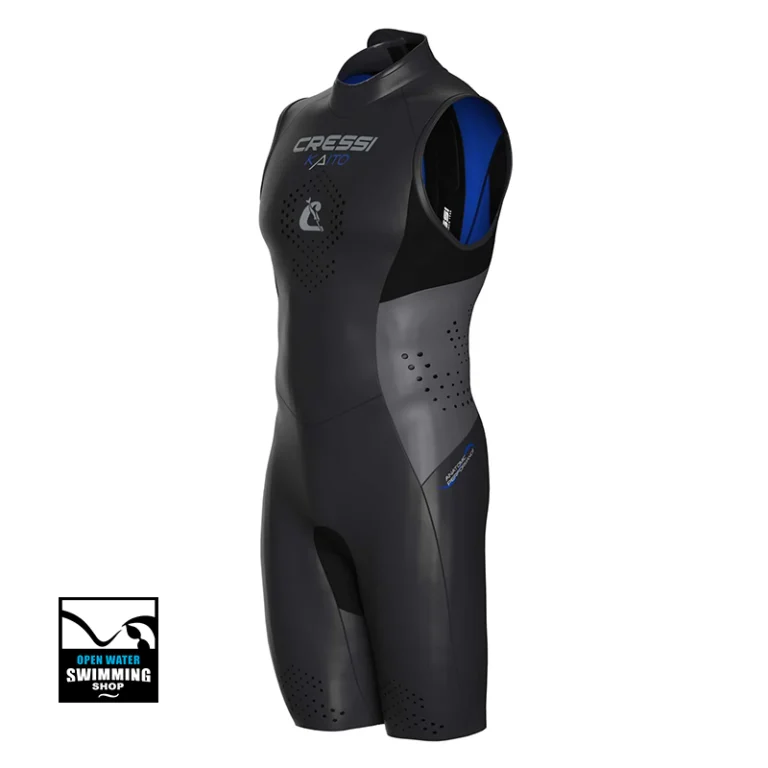Cressi Kaito 2 mm Shorty Men, een zwart dames wetsuit voor zwemtraining met een gladde hydrodynamische buitenkant.