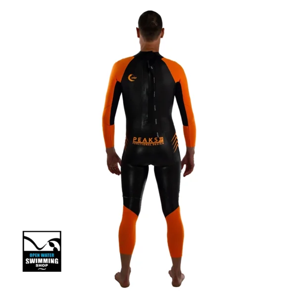 zwem wetsuit l PEAKS-wetsuit-VISI-Back-Heren-openwaterswimmingshop.nl