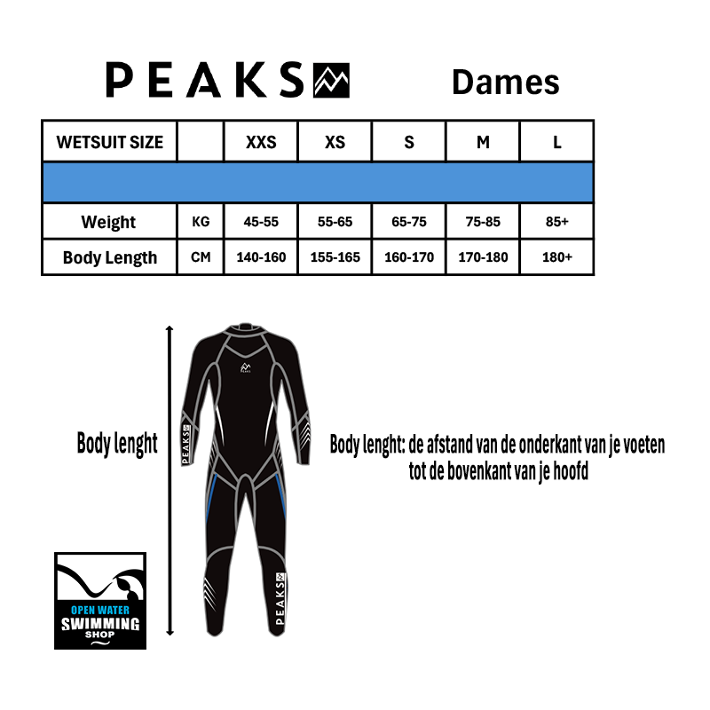 Azul Wetsuit Peaks – blauw neopreen wetsuit met berglijn‑design, biedt flexibiliteit en warmte voor openwaterzwemmen.