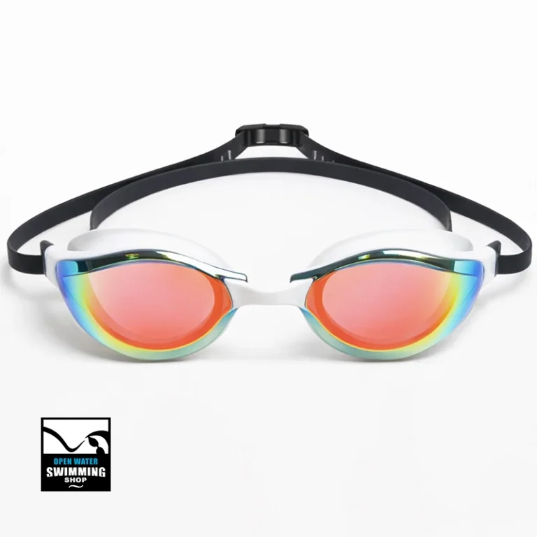 PEAKS Marlin gepolariseerde zwembril met verstelbare neusbrug, geschikt voor openwaterzwemmen en triatlon.