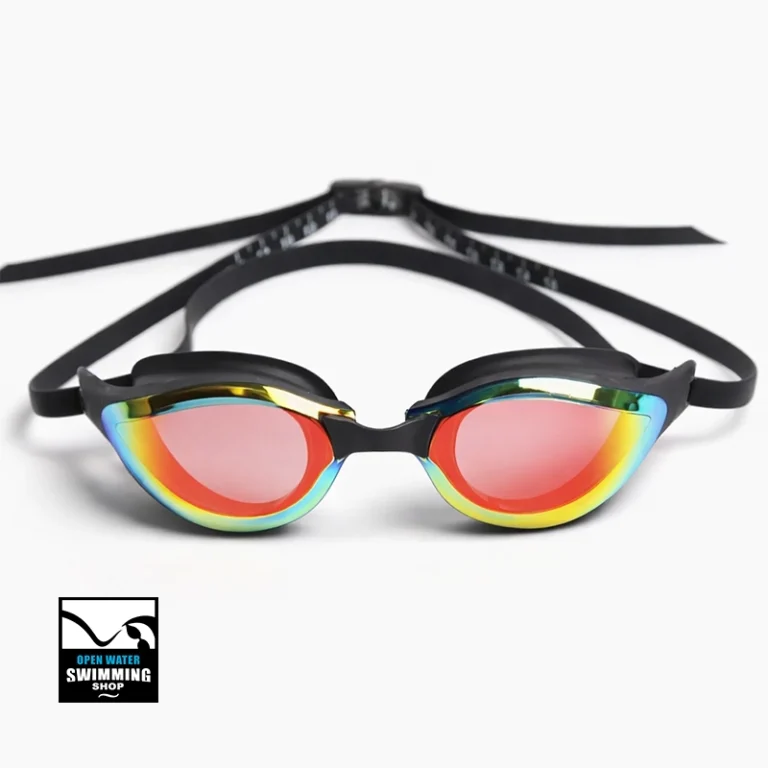 PEAKS Marlin gepolariseerde zwembril met verstelbare neusbrug, geschikt voor openwaterzwemmen en triatlon.