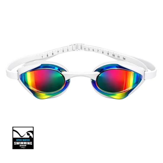 Witte Peaks Orca zwembril met spiegelende lenzen en comfortabel siliconen frame.