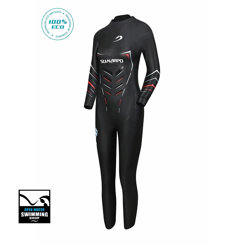 Sumarpo N-Joy Eco dames wetsuit voor triatlon en open water, verkrijgbaar bij Openwaterswimmingshop om te passen en te testen.