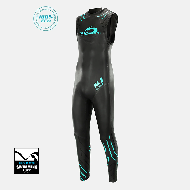Sumarpo Nova Eco Heren Mouwloos-wetsuit-back-openwaterswimmingshop