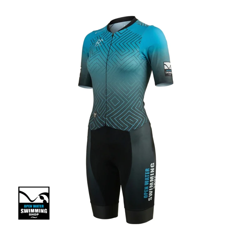 TriTiTan Elite Trisuit voor heren/dames in actie: ergonomische pasvorm voor zwemmen en hardlopen zonder schuurplekken.
