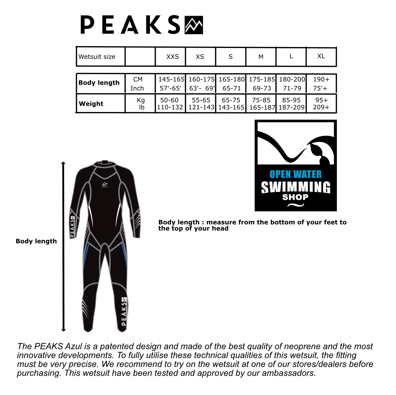 maattabel-Peaks-Roja-wetsuit-openwaterswimmingshop